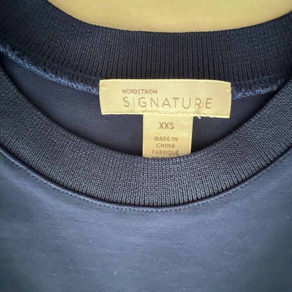 Nordstrom Signature Sz XXS/XS Navy Midi Dress Sodolite Blue $180 - Picture 9 of 11